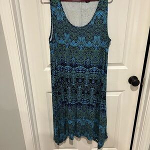Blue and Green Sleeveless Dress